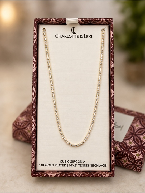 Jewelry - 14K Gold-Plated Cubic Zirconia Tennis Necklace - Gold
